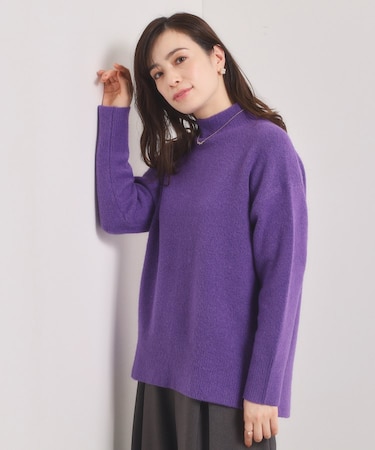 【洗濯機OK】ミックスヤーンハイネックニット