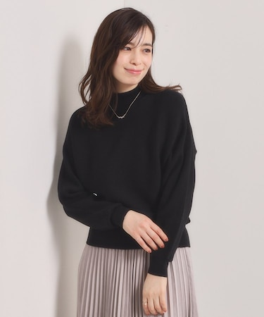 【手洗い可】リブドルマンハイネックニット