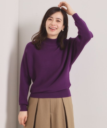 【手洗い可】リブドルマンハイネックニット