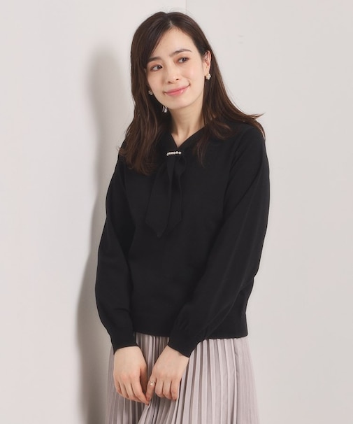 【手洗い可】総針ボウタイニット