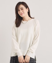 【静電気防止／手洗い可】クリーミータッチクルーネックニット