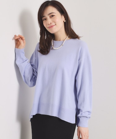 【静電気防止／手洗い可】クリーミータッチクルーネックニット