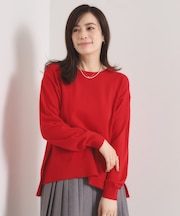 【静電気防止／手洗い可】クリーミータッチクルーネックニット