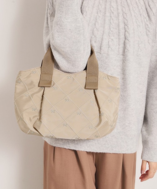 リボン刺繍ミニトート