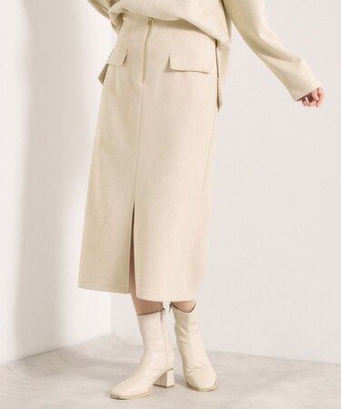 【セットアップ可／手洗い可】カットスエードスカート