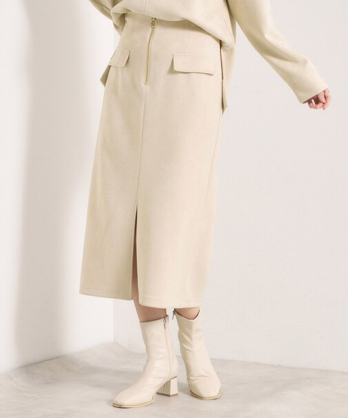 【セットアップ可／手洗い可】カットスエードスカート