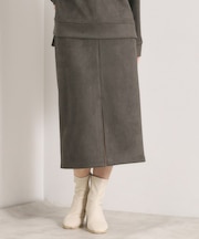 【セットアップ可／手洗い可】カットスエードスカート