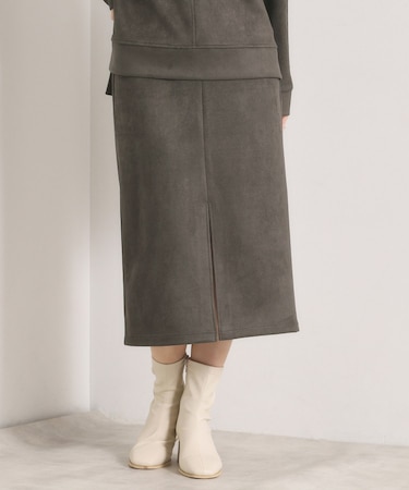 【セットアップ可／手洗い可】カットスエードスカート