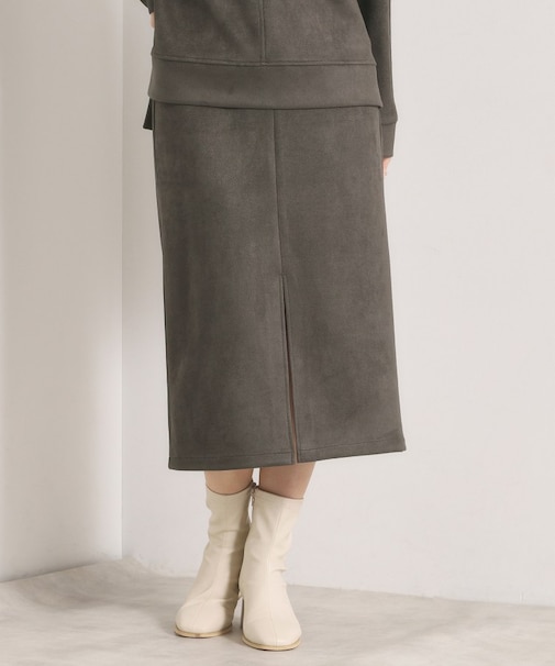 【セットアップ可／手洗い可】カットスエードスカート