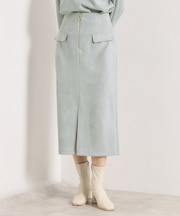 【セットアップ可／手洗い可】カットスエードスカート