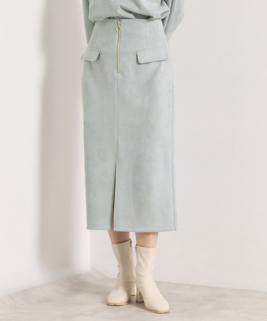 【セットアップ可／手洗い可】カットスエードスカート