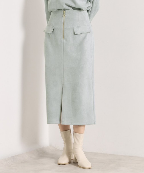 【セットアップ可／手洗い可】カットスエードスカート