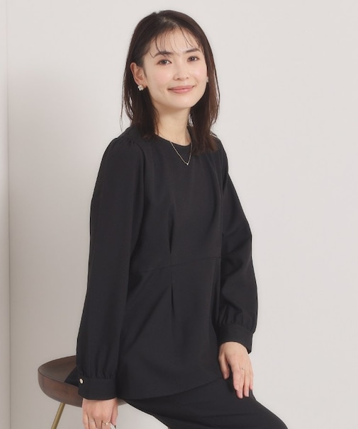 【洗濯機OK／イージーケア】ツイルストレッチペプラムブラウス