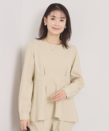 【洗濯機OK／イージーケア】ツイルストレッチペプラムブラウス