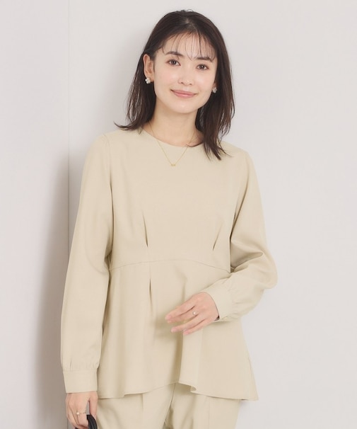 【洗濯機OK／イージーケア】ツイルストレッチペプラムブラウス