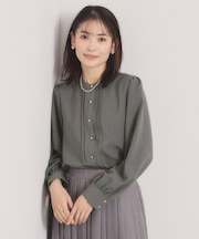 【入卒/手洗い可】フロントピンタックブラウス