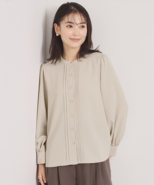 【入卒／手洗い可】フロントピンタックブラウス
