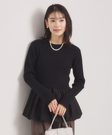 【手洗い可】裾バルーンドッキングニット