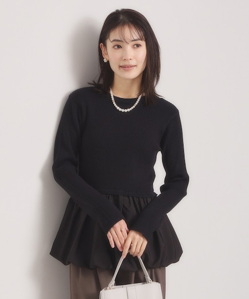 【手洗い可】裾バルーンドッキングニット