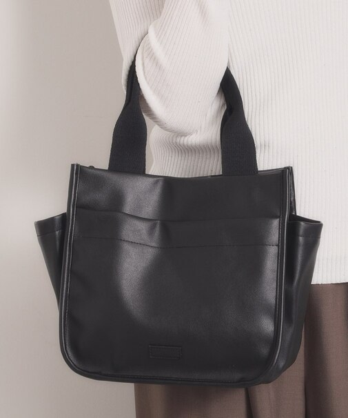 合皮サイドポケットミニトート