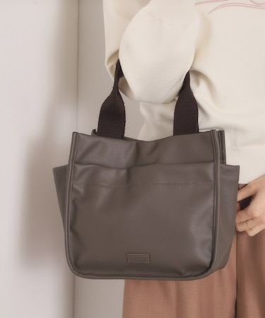 合皮サイドポケットミニトート