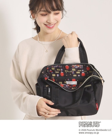 ＜PEANUTS＞裏地総柄2WAYトート