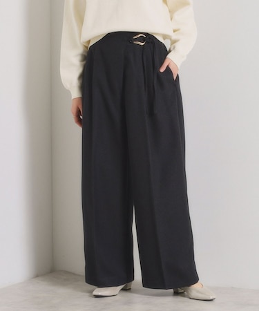 【手洗い可／ウエストゴム】ループベルトワイドパンツ