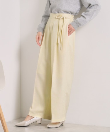 【手洗い可／ウエストゴム】ループベルトワイドパンツ