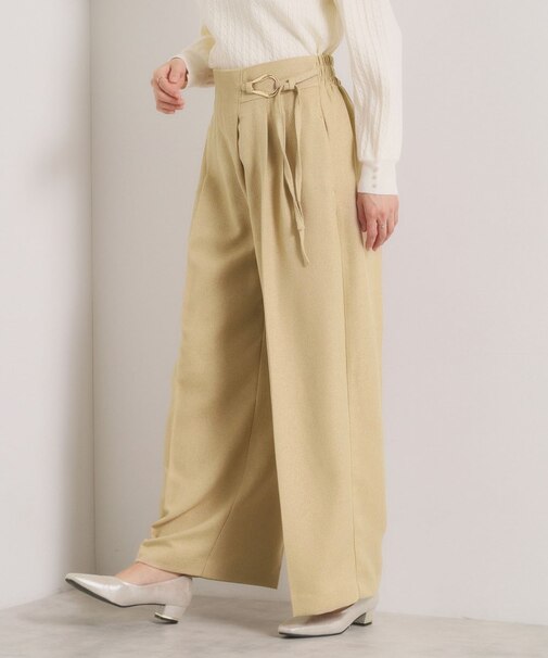 【手洗い可／ウエストゴム】ループベルトワイドパンツ