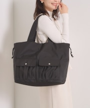 【8ポケット／A4対応】撥水Wポケットドロストトート