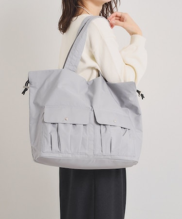 【8ポケット／A4対応】撥水Wポケットドロストトート