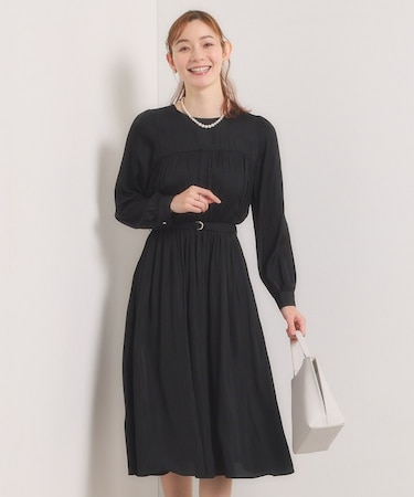 【入卒／手洗い可】サテンベルト付きワンピース