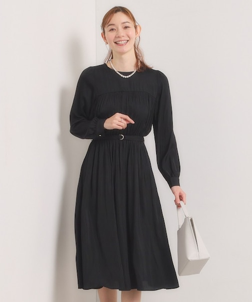 【入卒／手洗い可】サテンベルト付きワンピース