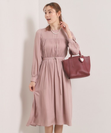 【入卒／手洗い可】サテンベルト付きワンピース