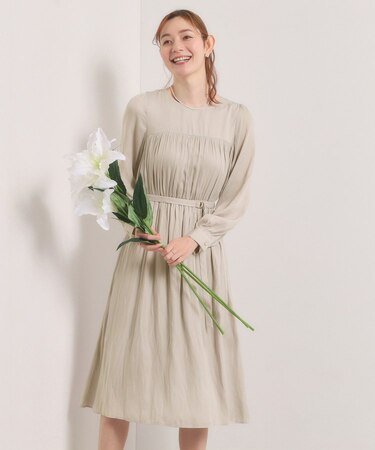 【入卒／手洗い可】サテンベルト付きワンピース