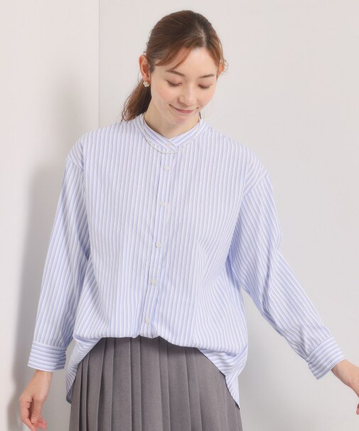 【手洗い可】2wayストライプブラウス
