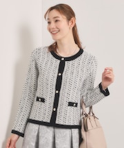 【入卒/手洗い可】ラメツイードニットジャケット