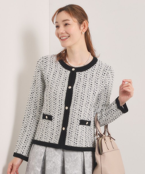 【入卒/手洗い可】ラメツイードニットジャケット
