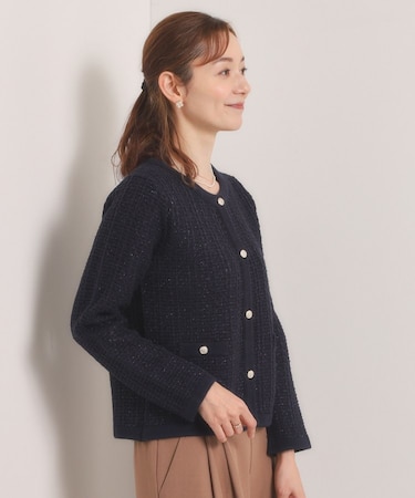 【入卒/手洗い可】ラメツイードニットジャケット