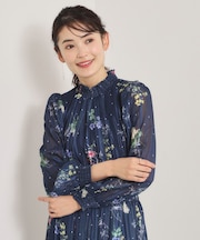 【手洗い可／セットアップ可】ラメストライプ花柄ブラウス