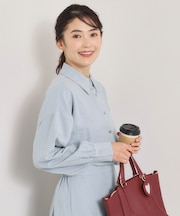 【手洗い可／セットアップ可】サテンピーチシャツ