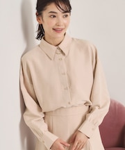 【手洗い可／セットアップ可】サテンピーチシャツ