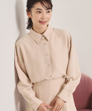 【手洗い可／セットアップ可】サテンピーチシャツ