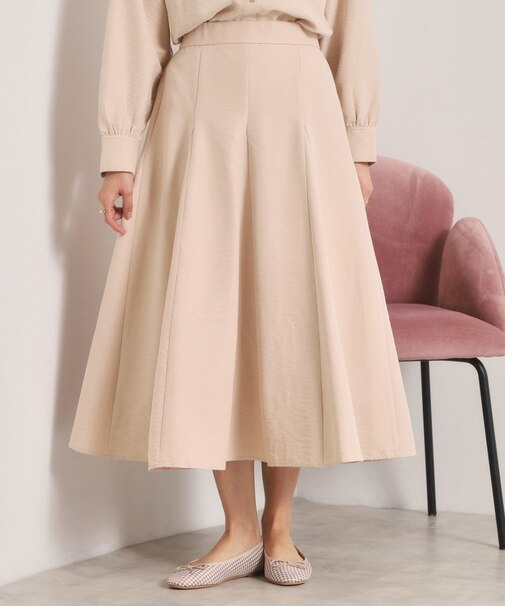 【手洗い可／セットアップ可】サテンピーチスカート