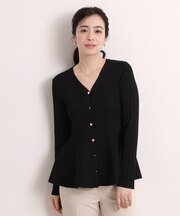 前開きペプラムニット