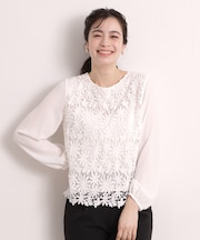 フロントレースブラウス