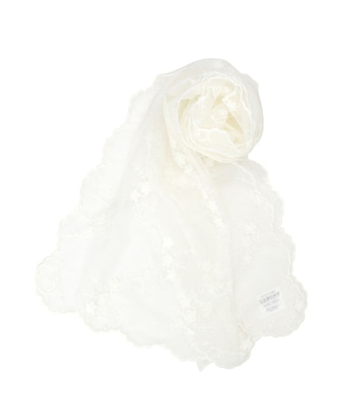 【洗濯可】スカラップフラワーレースストール