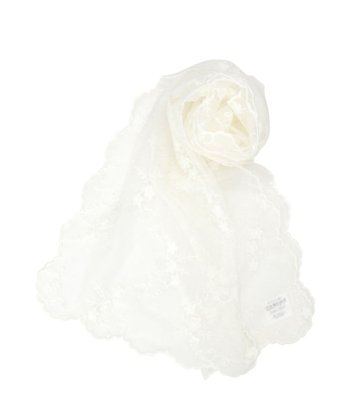 【洗濯可】スカラップフラワーレースストール