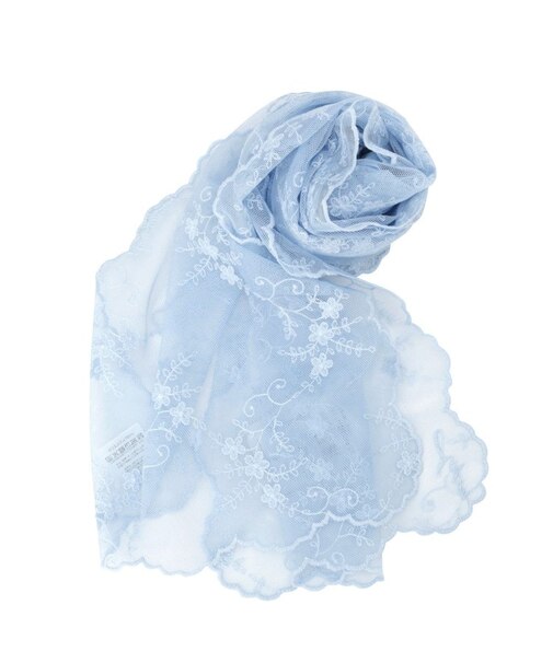 【洗濯可】スカラップフラワーレースストール