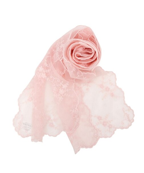 【洗濯可】スカラップフラワーレースストール